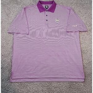 FootJoy FJ Golf Polo Shirt Men’s XXL White Purple Stripe PGA EUC